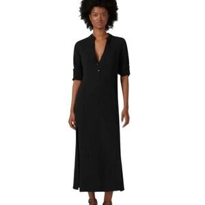 Bird and Knoll Cotton Black Frieda Belted Shirtdress (L)